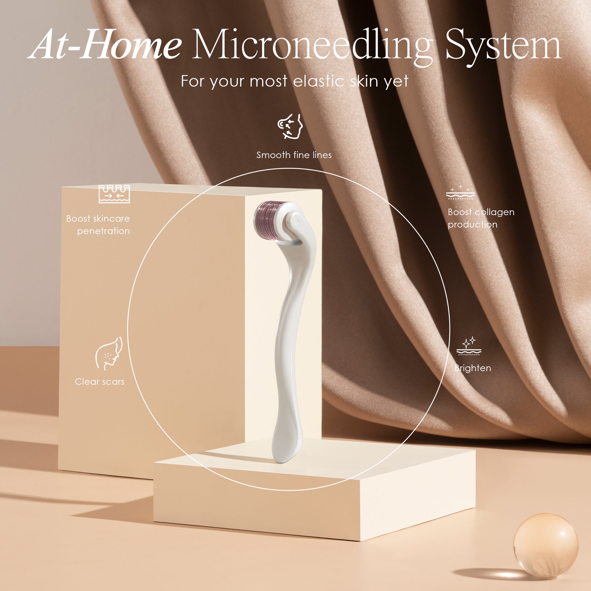 The Derma Roller at-home microneedling tool showing microneedling benefits such as boosting collagen production